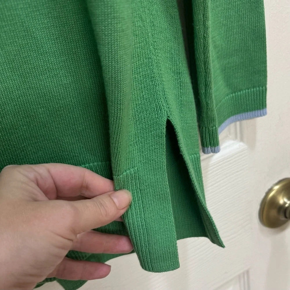 Talbots Women's Girlfriend Cardigan Tipped Par Green Blue Trim Size Small - Picture 3 of 10